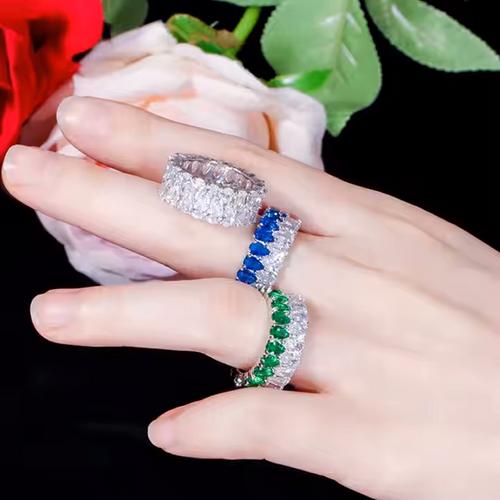 Elegant Tri-Row Gemstone Adjustable Ring - Image 3
