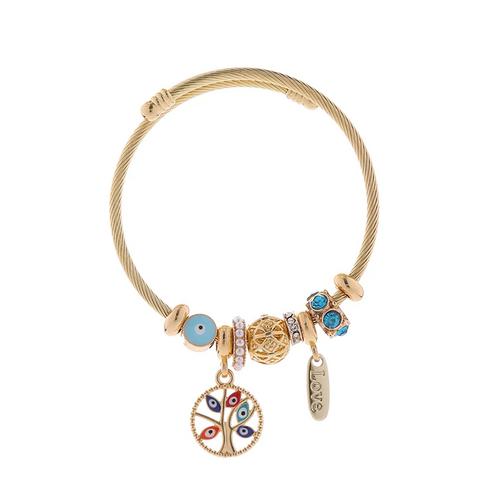 Gold Tree of Life Charm Bracelet with Evil Eye Beads - Image 3